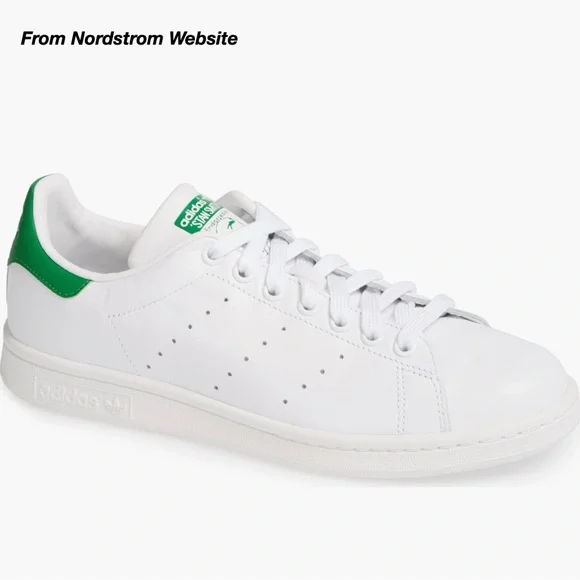 GUC: ADIDAS STAN SMITH SNEAKER IN WHITE AND FAIRWAY GREEN (5.5) - Picture 4 of 14